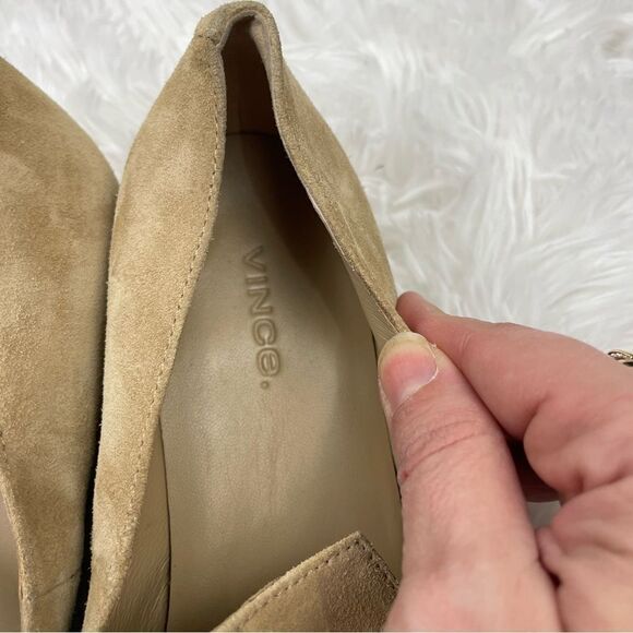 Vince Fauna Slip-On Almond Toe Suede Leather Loafers - Picture 9 of 10